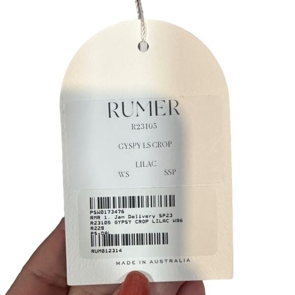 Rumer Women’s Purple Lilac Textured Puff Sleeve Cropped Gypsy Top Size Small - Picture 10 of 11